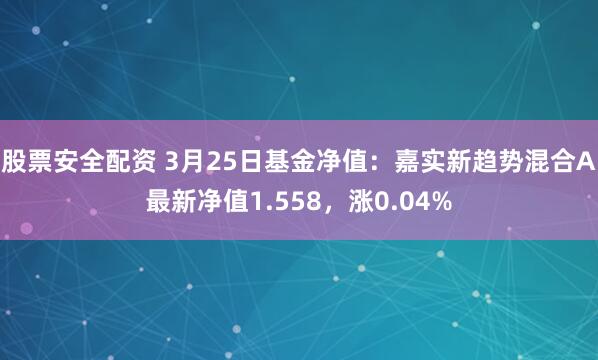 股票安全配资 3月25日基金净值：嘉实新趋势混合A最新净值1.558，涨0.04%