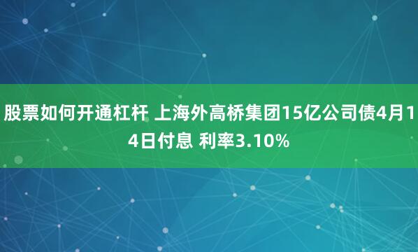 股票如何开通杠杆 上海外高桥集团15亿公司债4月14日付息 利率3.10%