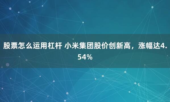 股票怎么运用杠杆 小米集团股价创新高，涨幅达4.54%