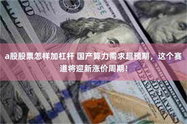 a股股票怎样加杠杆 国产算力需求超预期，这个赛道将迎新涨价周期！