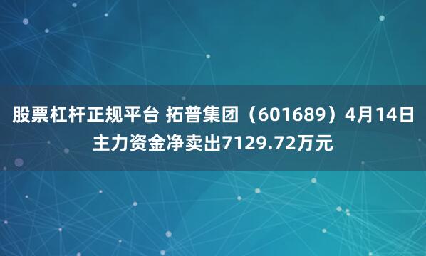股票杠杆正规平台 拓普集团（601689）4月14日主力资金净卖出7129.72万元