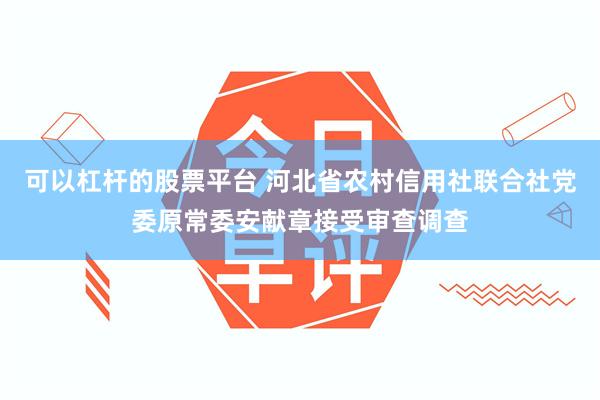 可以杠杆的股票平台 河北省农村信用社联合社党委原常委安献章接受审查调查